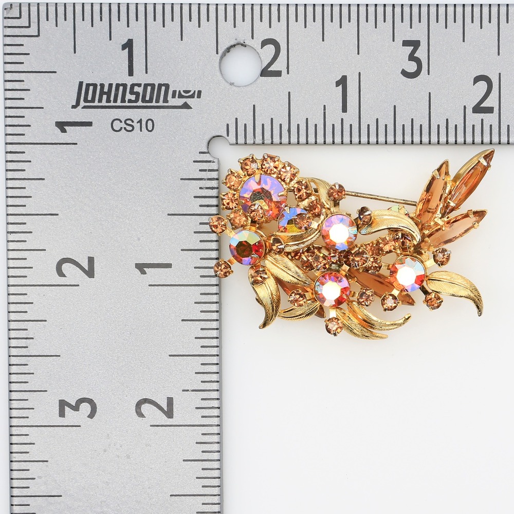 Juliana D&E AB Rhinestone Venus Flame Floral Brooch Pitman Book Piece 1960s - Picture 3 of 3